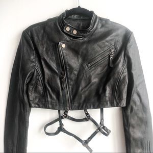 Alexander Wang Cropped Leather Moto Jacket